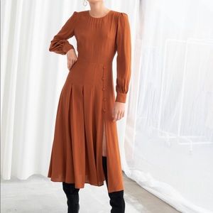 & other Stories long Sleeve Midi Slit Dress rust 6